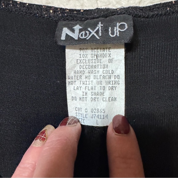 Black & Gold Glitter Wavy Pattern V-Neck A-Line Cocktail Midi Dress Y2K grail - Picture 5 of 6